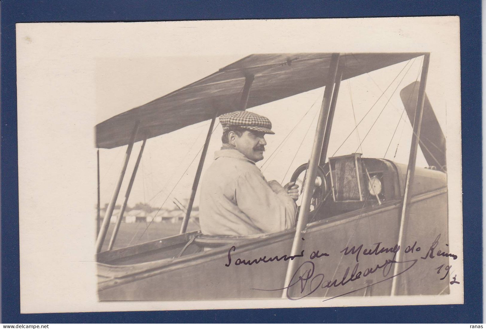 CPA Autographe Signature De Cailleaux Pilote Aviateur Aviation Carte Photo Meeting De Reims 1913 - Aviadores Y Astronautas