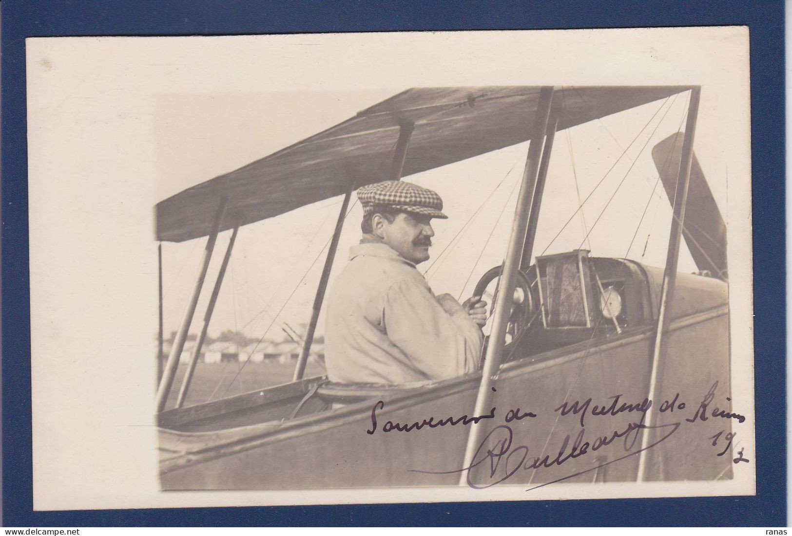 CPA Autographe Signature De Cailleaux Pilote Aviateur Aviation Carte Photo Meeting De Reims 1913 - Aviatori E Astronauti