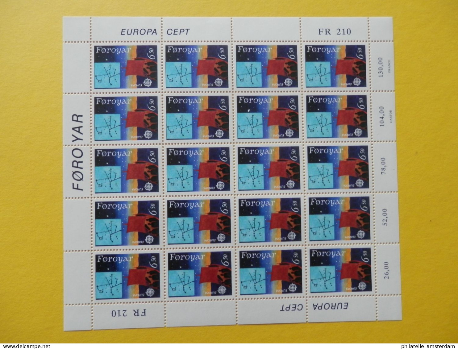 Faroes 1991, FULL SHEETS / EUROPA CEPT / SPACE: Mi 215-16, ** - 1991