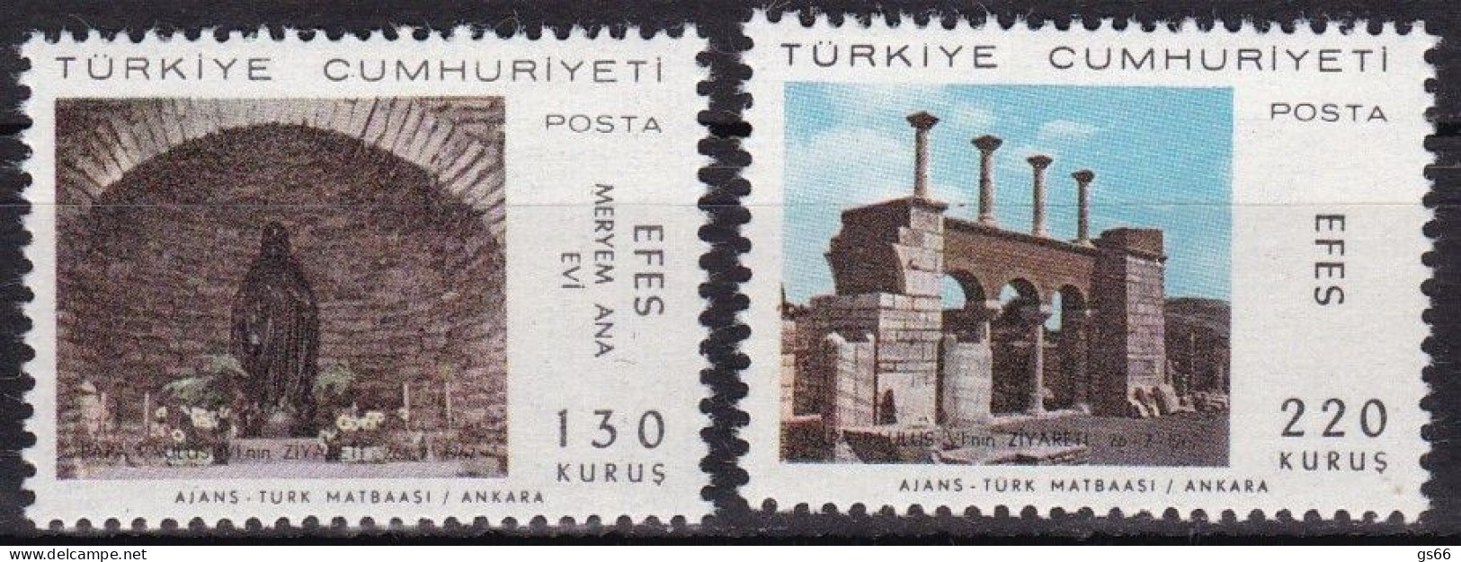 Türkei, 1967,  2063/64, MNH **, Besuch Von Papst Paul VI. In Ephesos. - Ongebruikt