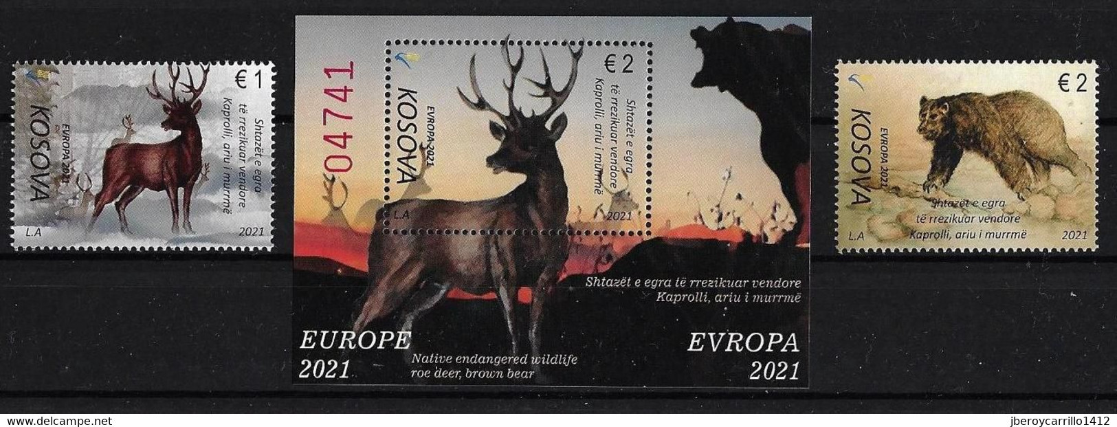 KOSOVO / KOSOVA REPUBLIC  -EUROPA 2021 -ENDANGERED NATIONAL WILDLIFE"-  SET Of 2  + SOUVENIR SHEET - 2021