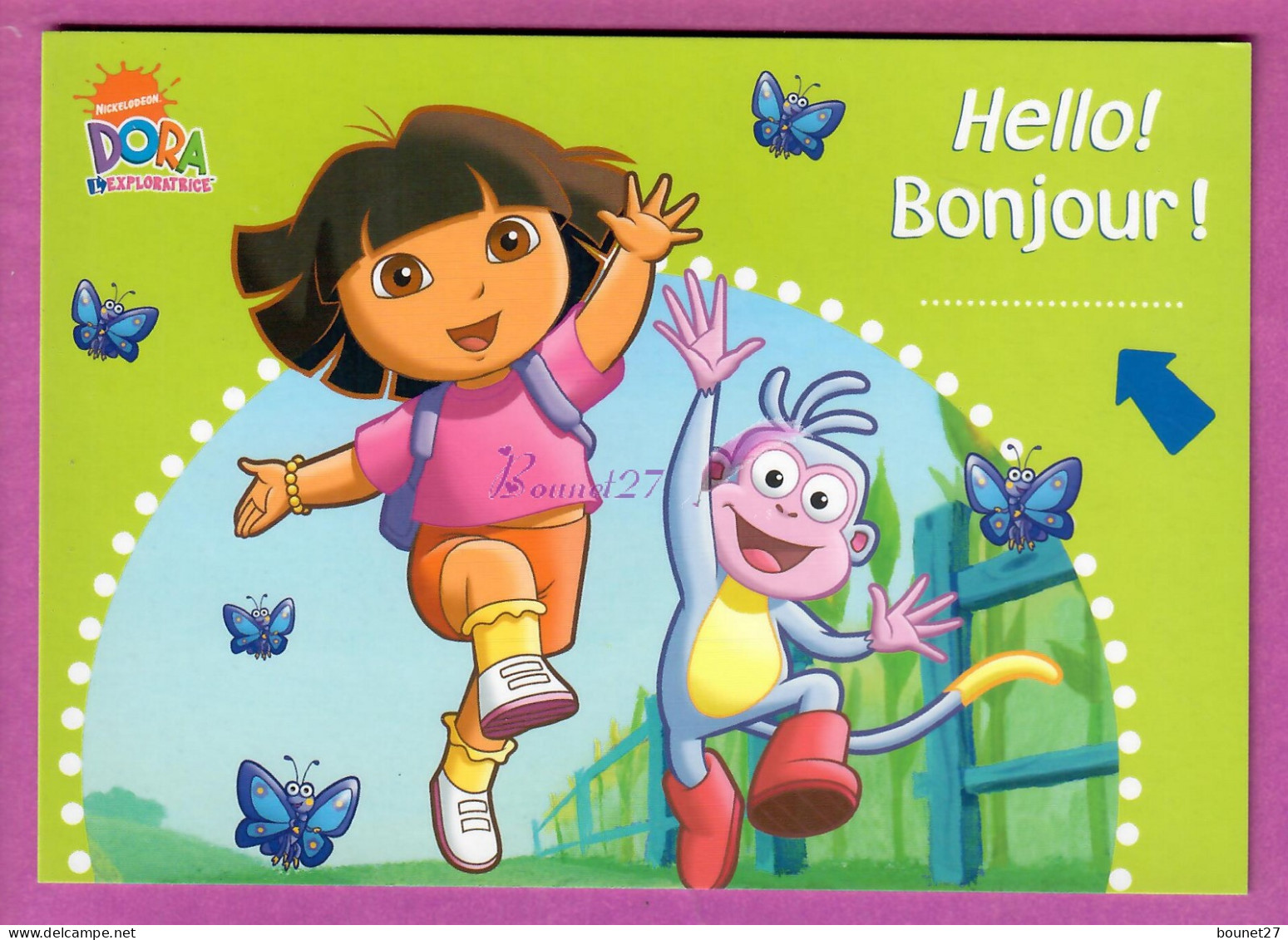 CPM - DORA L'EXPLORATRICE Avec Babouche Singe HELLO Bonjour Ed. Albin Michel Papillon Dora The Explorer - Fumetti