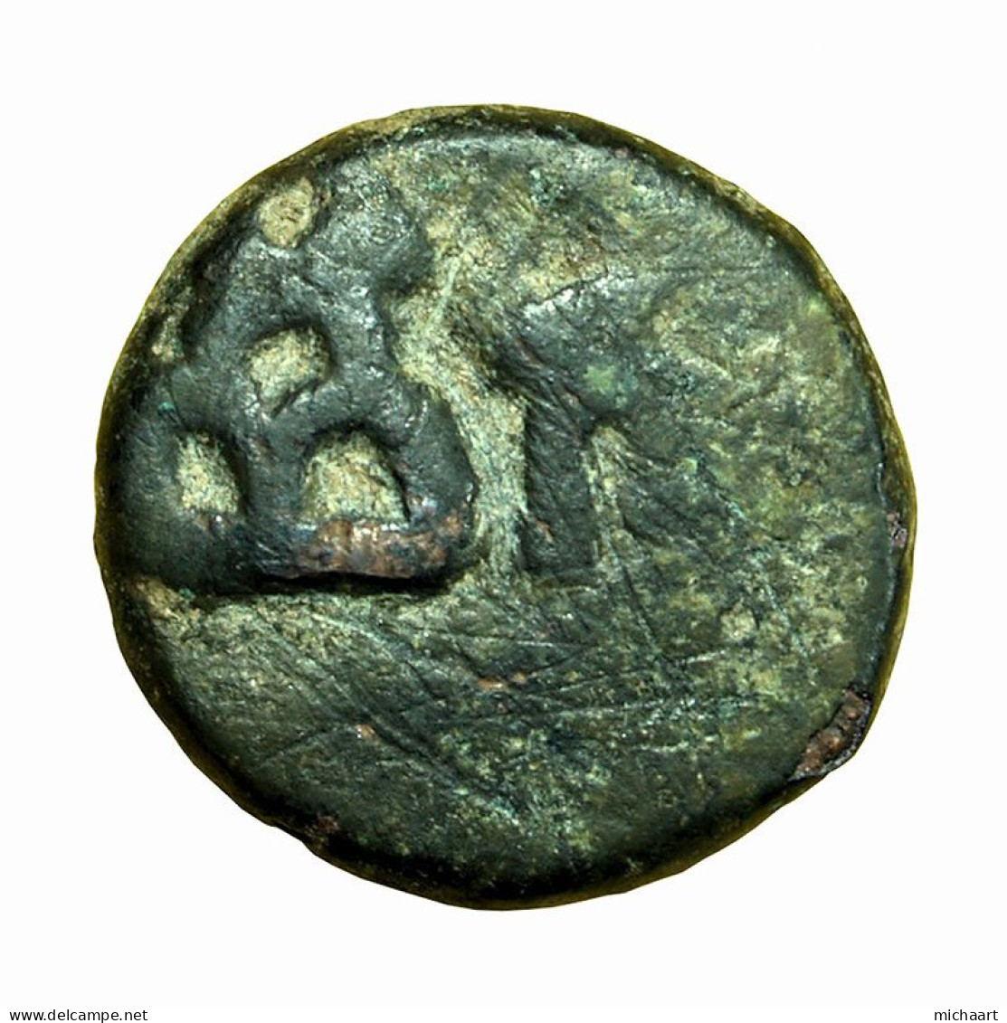 Ancient India Coin Quarter Karshapana Taxila AE14mm Moon Hill / Bull 03825 - Indische Münzen