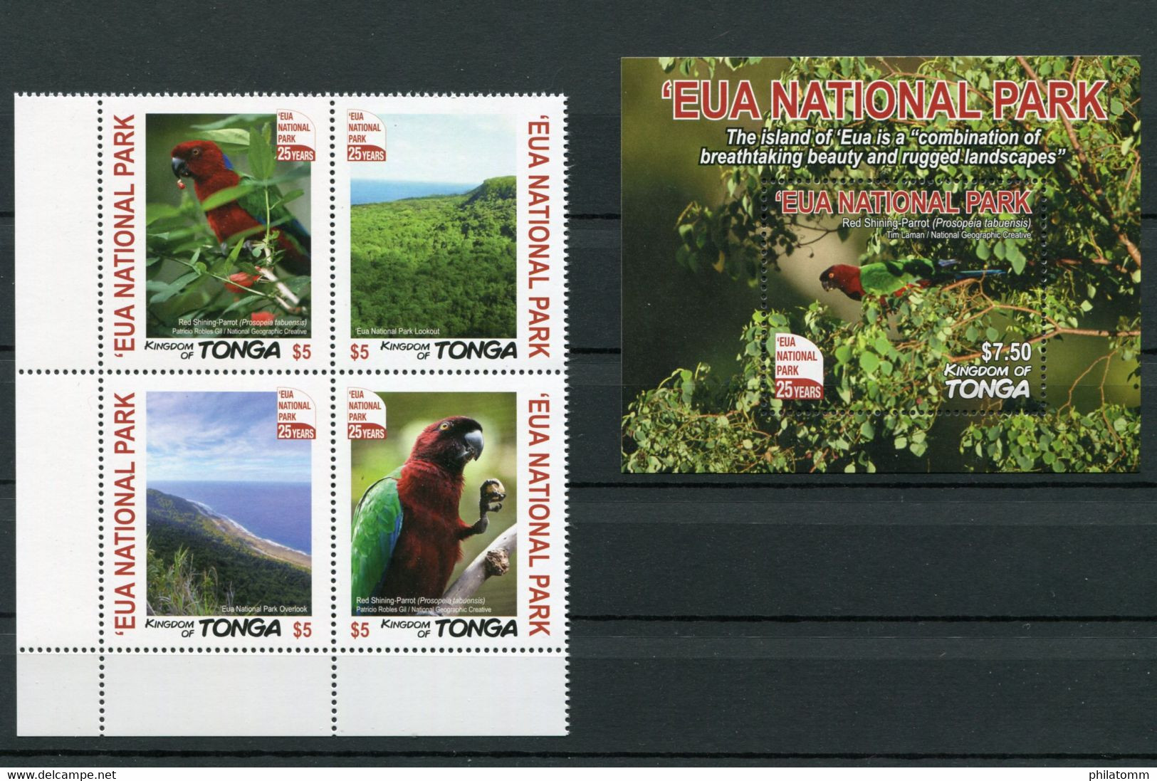Tonga - Block Nr. 111 Und Mi.Nr. 2146 / 2149 - "Nationalpark / Papageien" ** / MNH (aus Dem Jahr 2017) - Papagayos