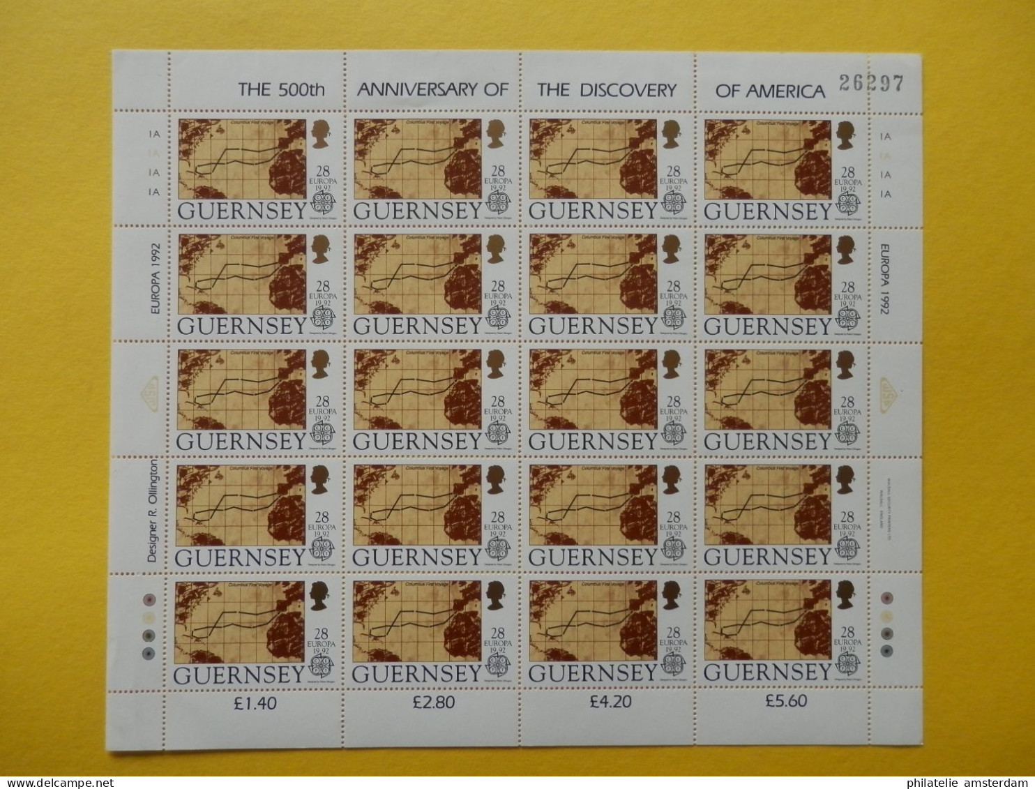 Guernsey 1992, FULL SHEETS / EUROPA CEPT / DISCOVERY OF AMERICA: Mi 549-52, ** - 1992