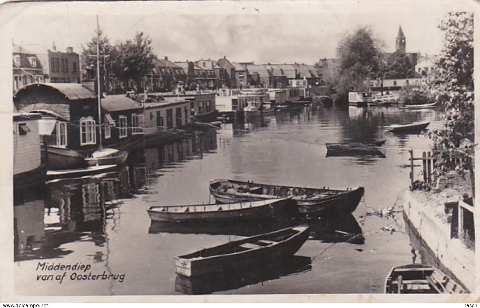 485381Middendiep, Vanaf Oosterbrug. (Diverse Vouwen Zie Achterkant)  - Sliedrecht