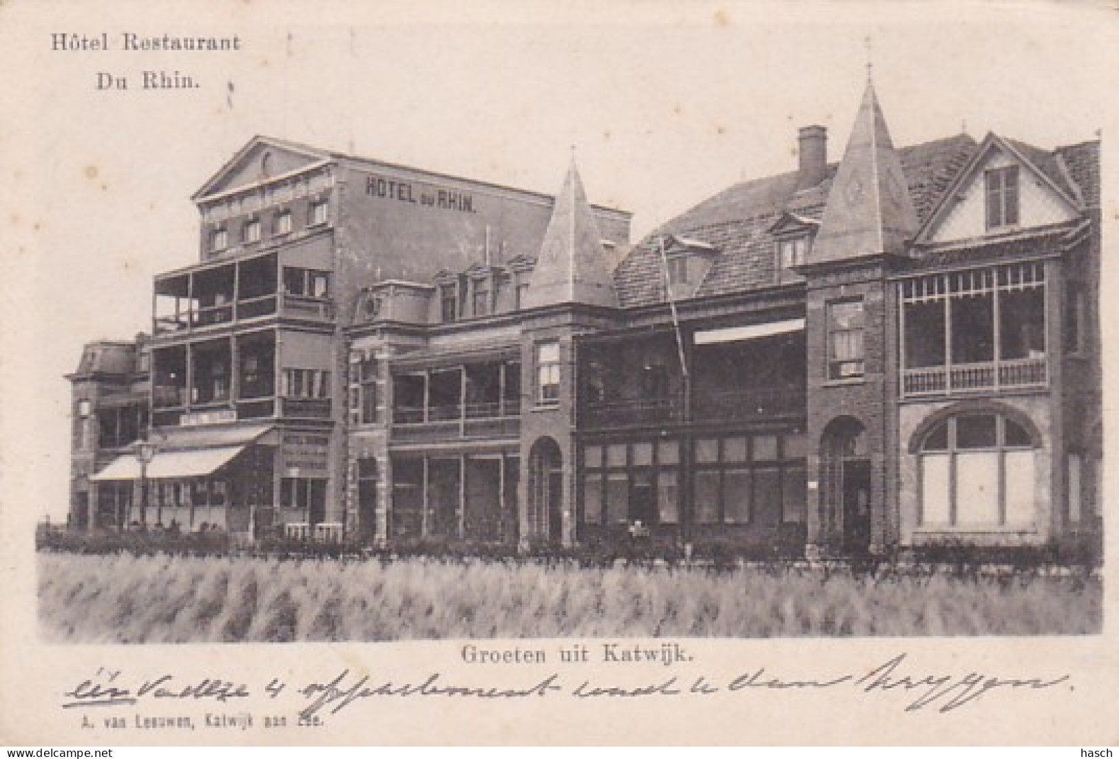 485384Katwijk, Hotel Restaurant Du Rhin. Groeten Uit Katwijk Rond 1900.  - Katwijk (aan Zee)