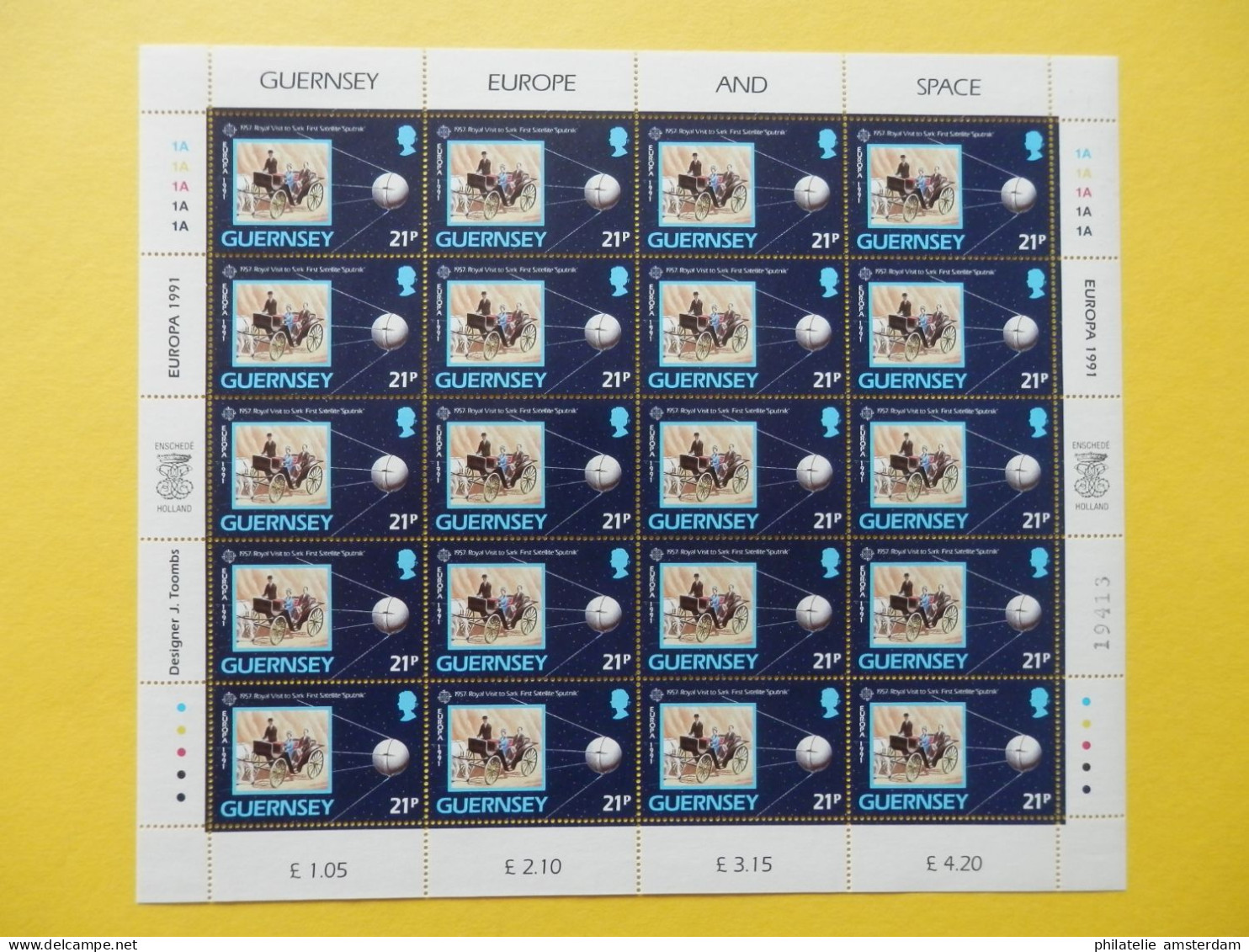 Guernsey 1991, FULL SHEETS / EUROPA CEPT / SPACE: Mi 518-21, ** - 1991