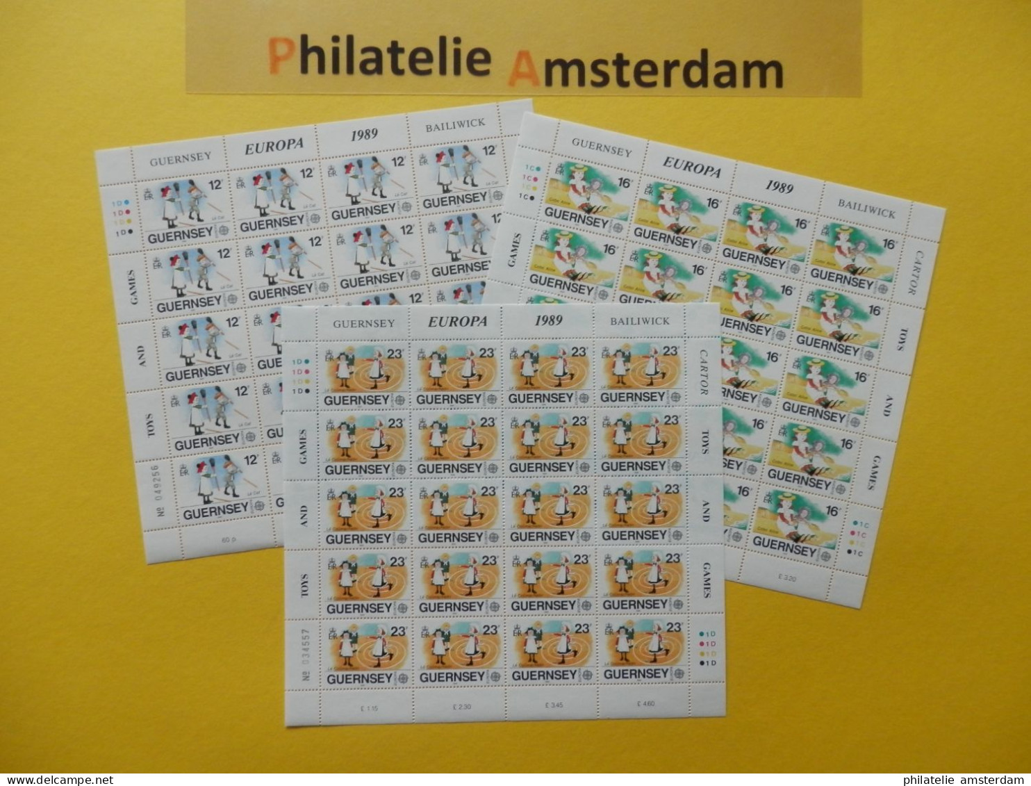 Guernsey 1989, FULL SHEETS / EUROPA CEPT / CHILDREN'S GAMES: Mi 449-51, ** - 1989