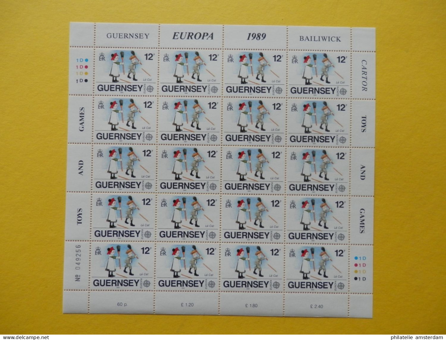 Guernsey 1989, FULL SHEETS / EUROPA CEPT / CHILDREN'S GAMES: Mi 449-51, ** - 1989