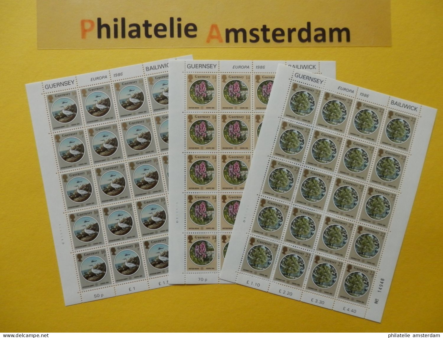 Guernsey 1986, FULL SHEETS / EUROPA CEPT: Mi 358-60, ** - 1986