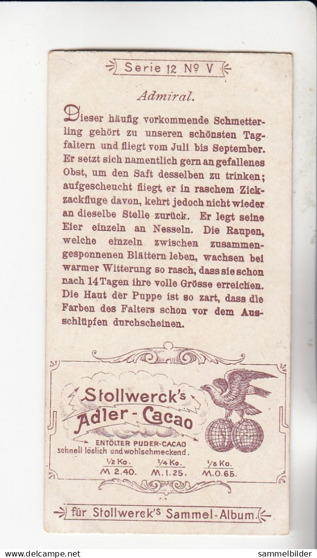 Stollwerck Album No 1  Schmetterlinge Admiral    Gruppe 12 #5 Von 1897 - Stollwerck