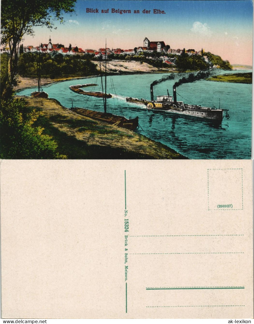 Ansichtskarte Belgern Künstlerkarte: Stadt Und Dampfer 1916 - Belgern