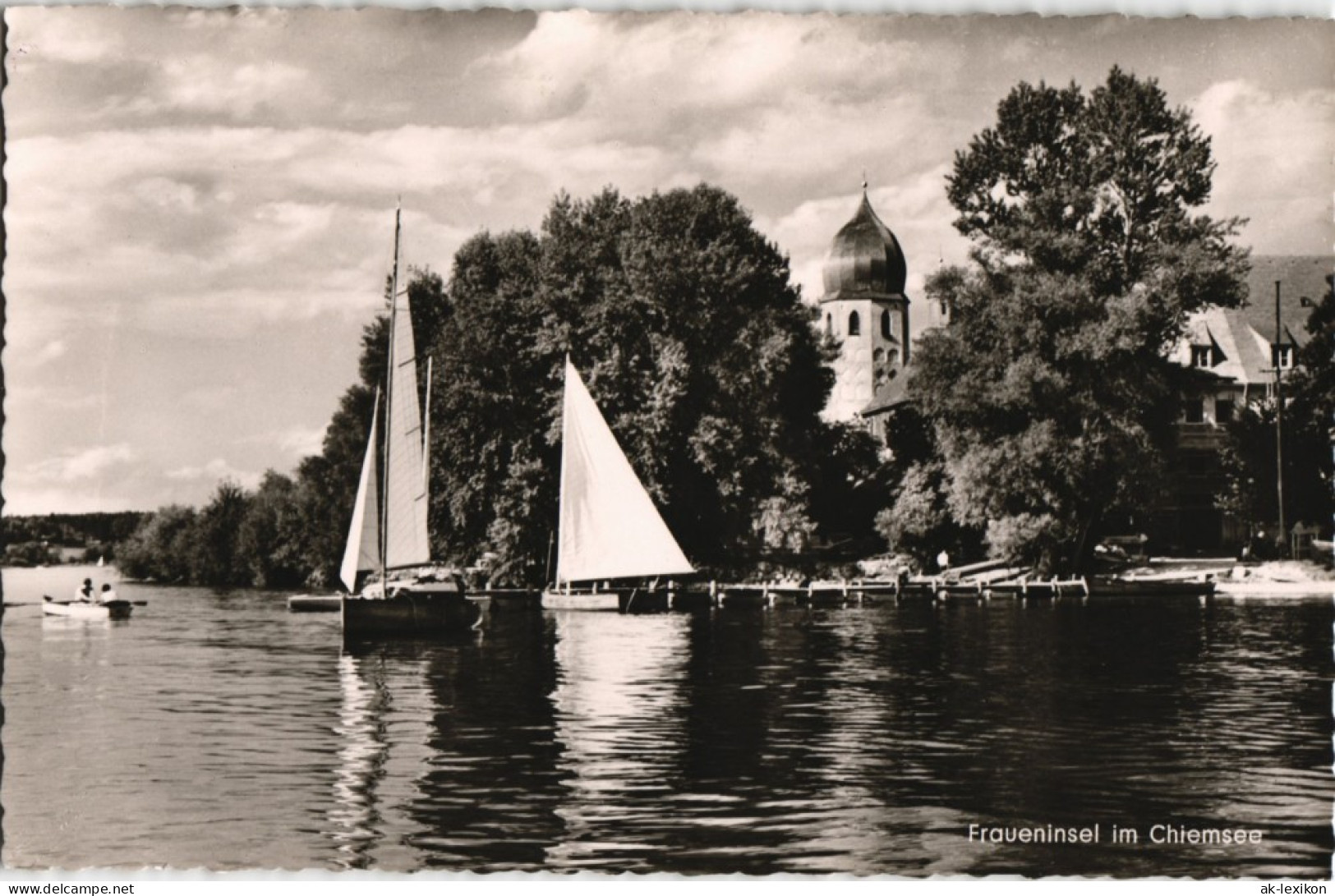 Ansichtskarte Chiemsee Fraueninsel - Segelboote Im Vordergrund 1957 - Chiemgauer Alpen