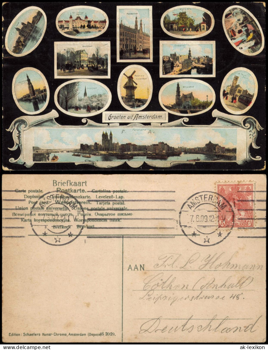Postkaart Amsterdam Amsterdam Stadtteilansichten - Mühle, Straßen 1909 - Amsterdam