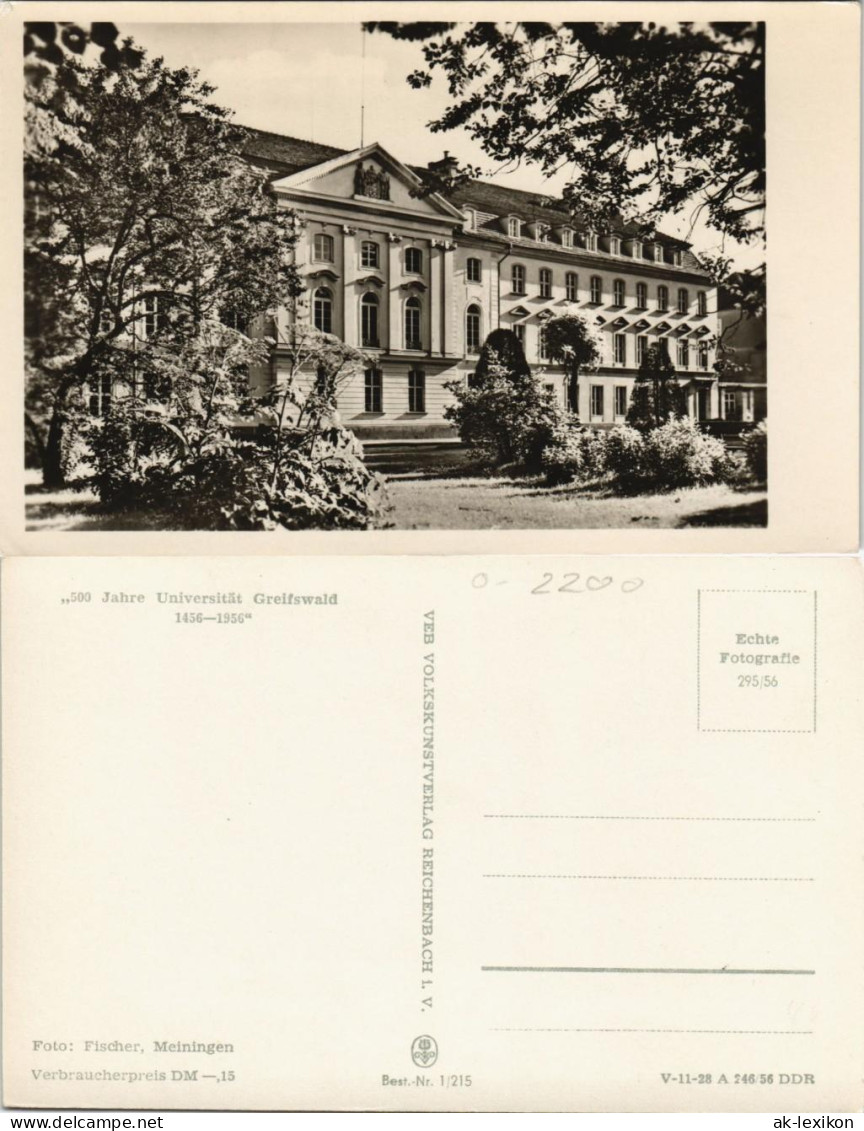 Ansichtskarte Greifswald Universität Gebäude-Ansicht, DDR Postkarte 1956 - Greifswald