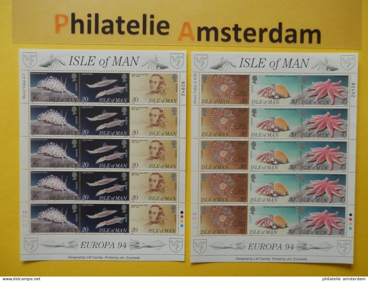 Isle Of Man 1994, FULL SHEETS / EUROPA / FAUNA: Mi 587-92, ** -KB - 1994