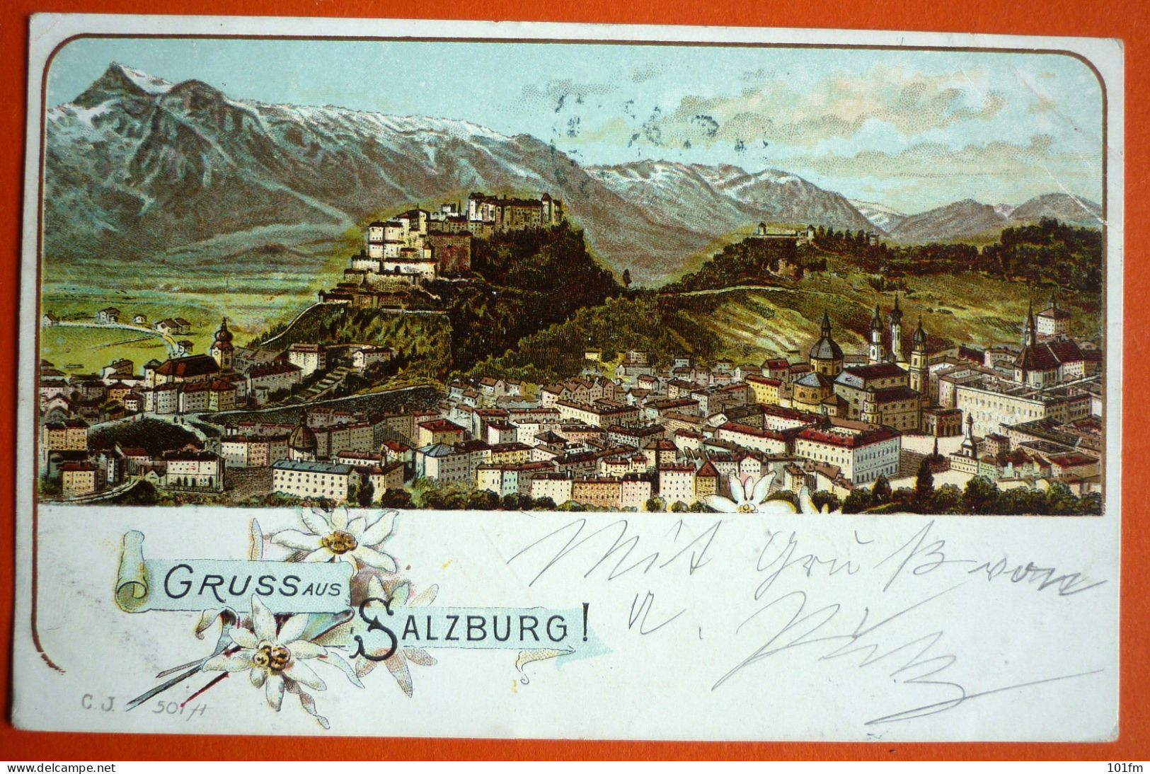 AUSTRIA - GRUSS AUS SALZBURG OLD LITHO - Salzburg Stadt