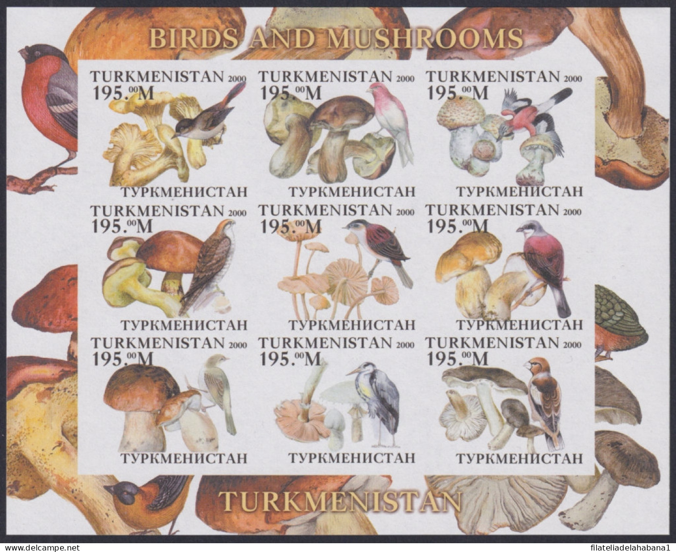 F-EX48058 TURKMENISTAN MNH 2000 MUSHROOMS SETAS & BIRD AVES PAJAROS VÖGEL - Collections, Lots & Series