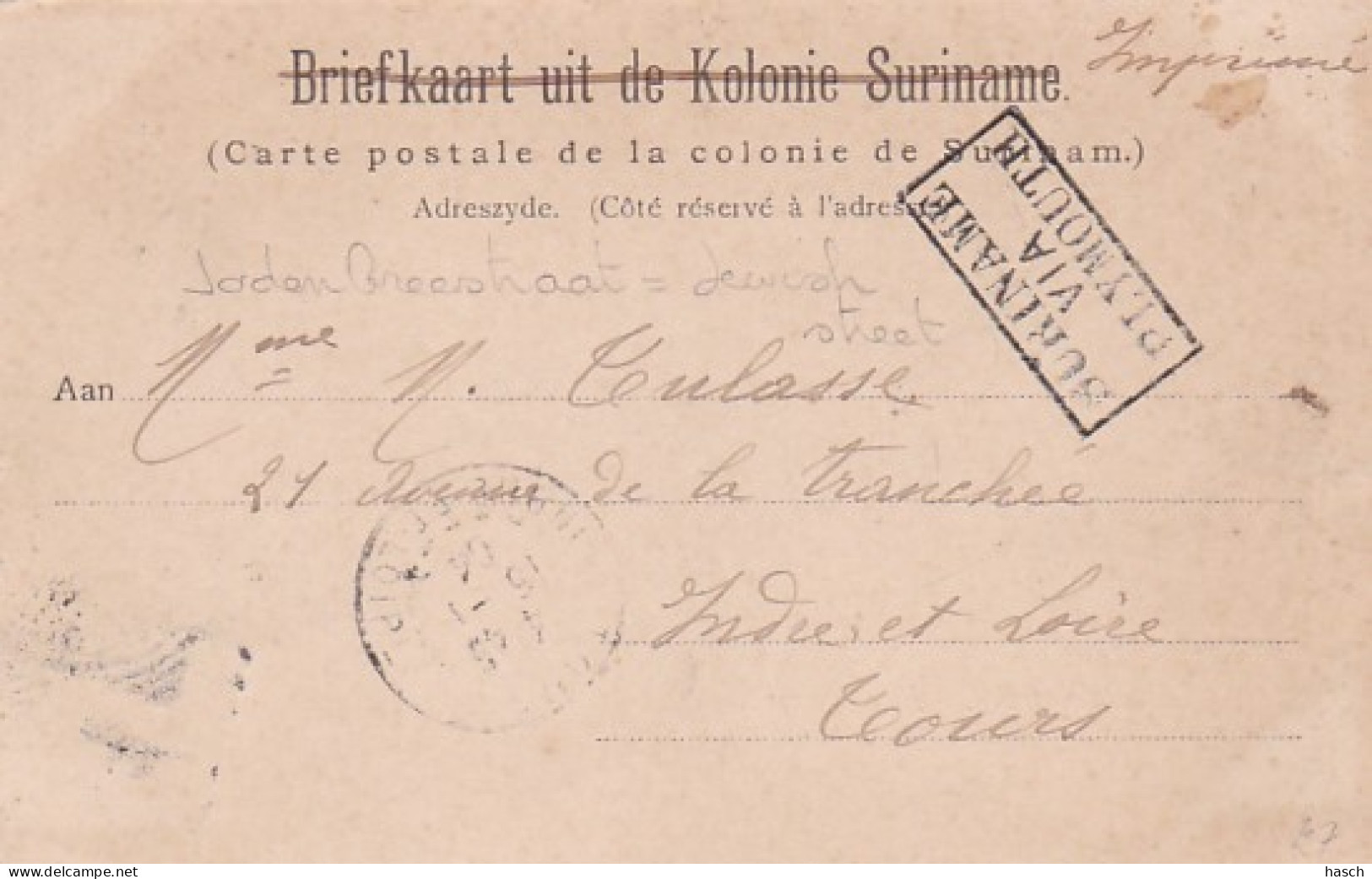 48541Paramaribo, Jodenbreestraat. (Poststempel 1903)  - Surinam