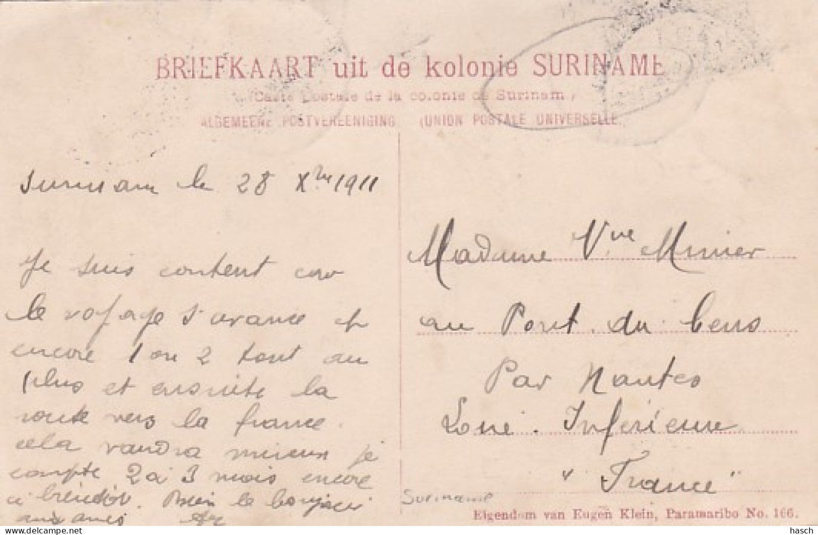 48549Suriname, Indianen Doris In Doriskamp 1911. (Wat Papier Restanten Van Het Verwijderen Van De Postzegel)  - Suriname