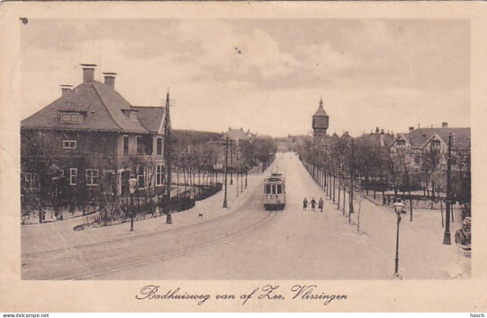 485535Vlissingen, Badhuisweg Van Af Zee. 1915. (Linkerkant Vouwen)  - Vlissingen