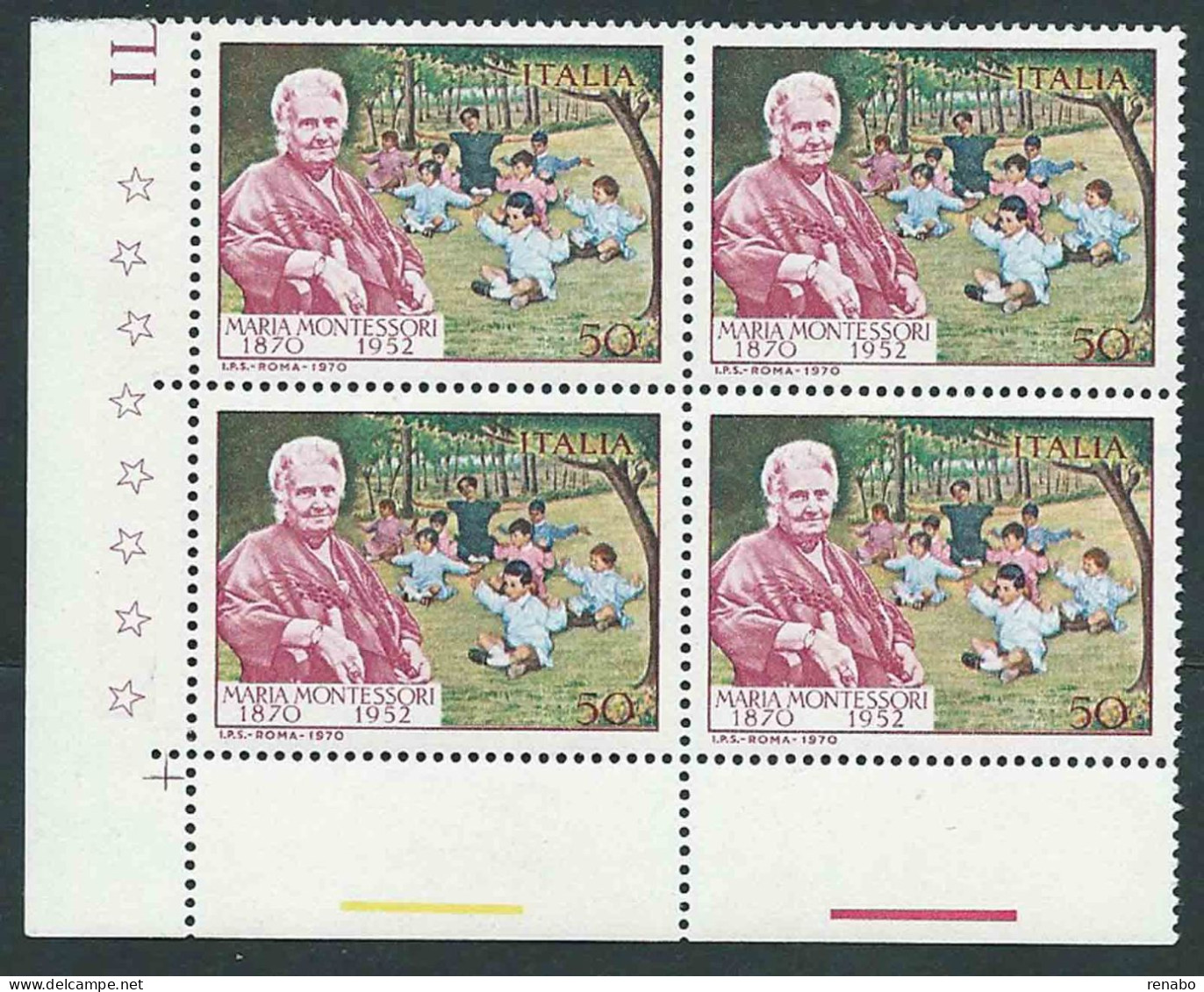 Italia, Italy 1970; Maria Montessori, Educatrice, Pedagogista, Medico, Neuropsichiatra Infantile. Quartina D' Angolo. - Famous Ladies