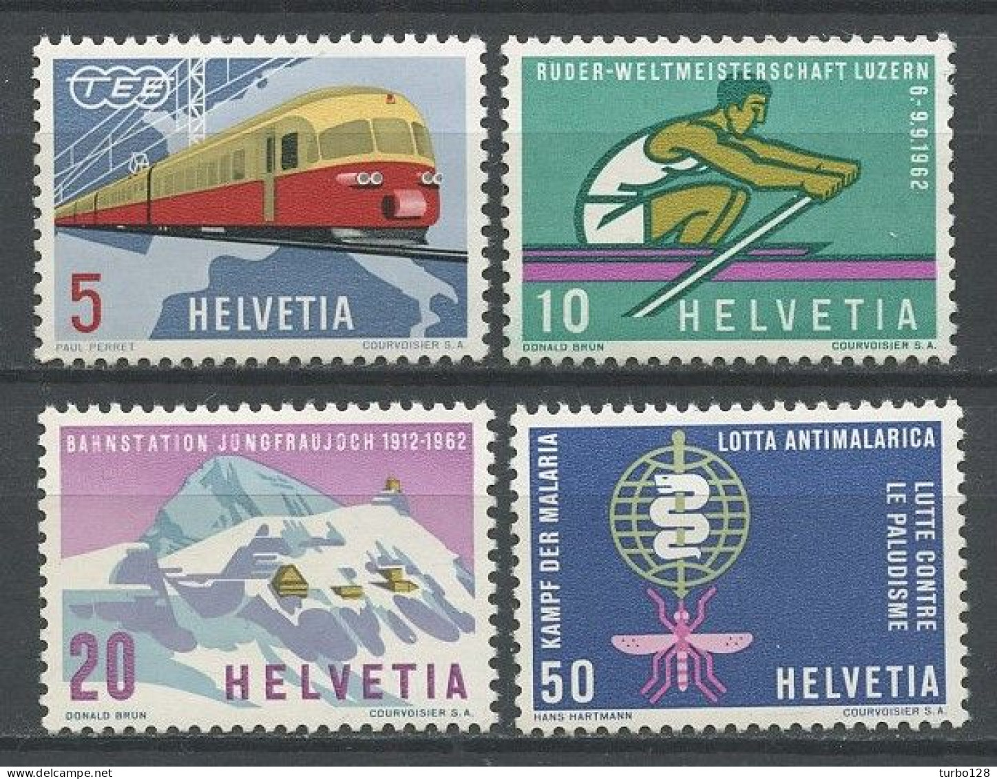 SUISSE 1962 N° 689/692 ** Neufs MNH Superbes C 5 € Train Europ Express Bateau Aviron Eradication Du Paludisme Médecine - Unused Stamps