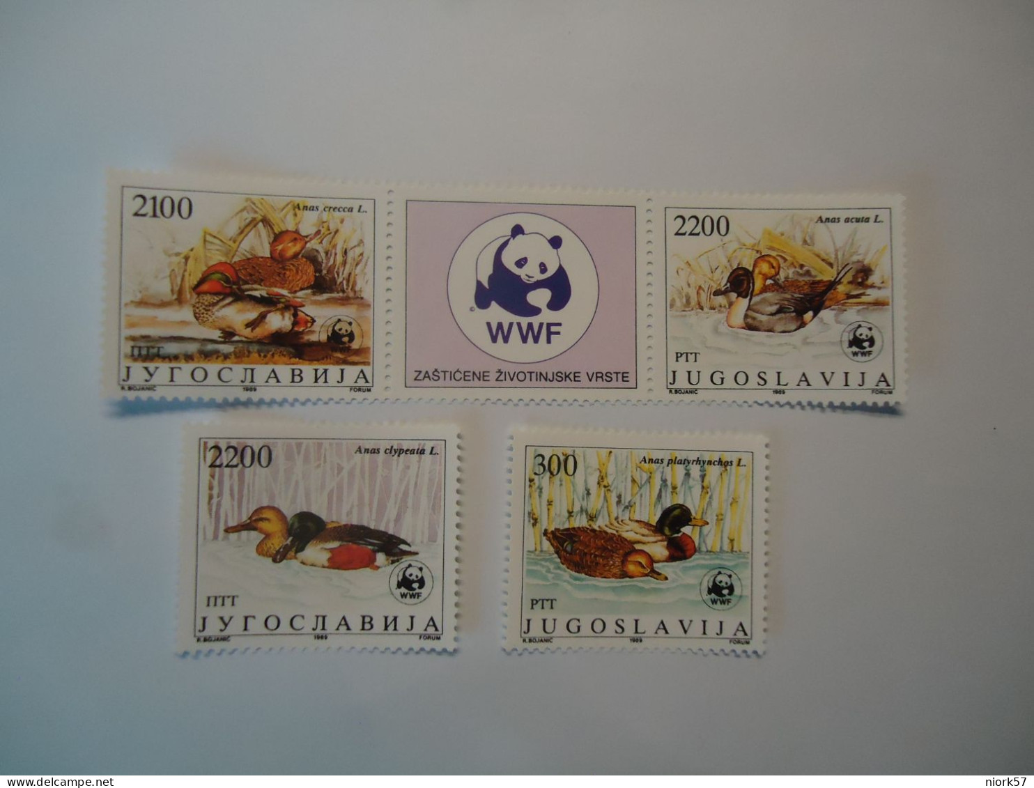 YUGOSLAVIA MNH SET 4  WITH LEBEL  BIRDS BIRD DUCKS WWF - Eenden