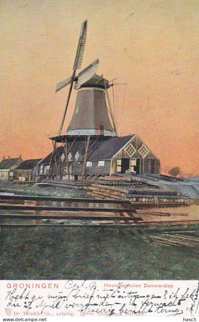 4858153Groningen, Houtzaagmolen Damsterdiep 1904.  - Groningen