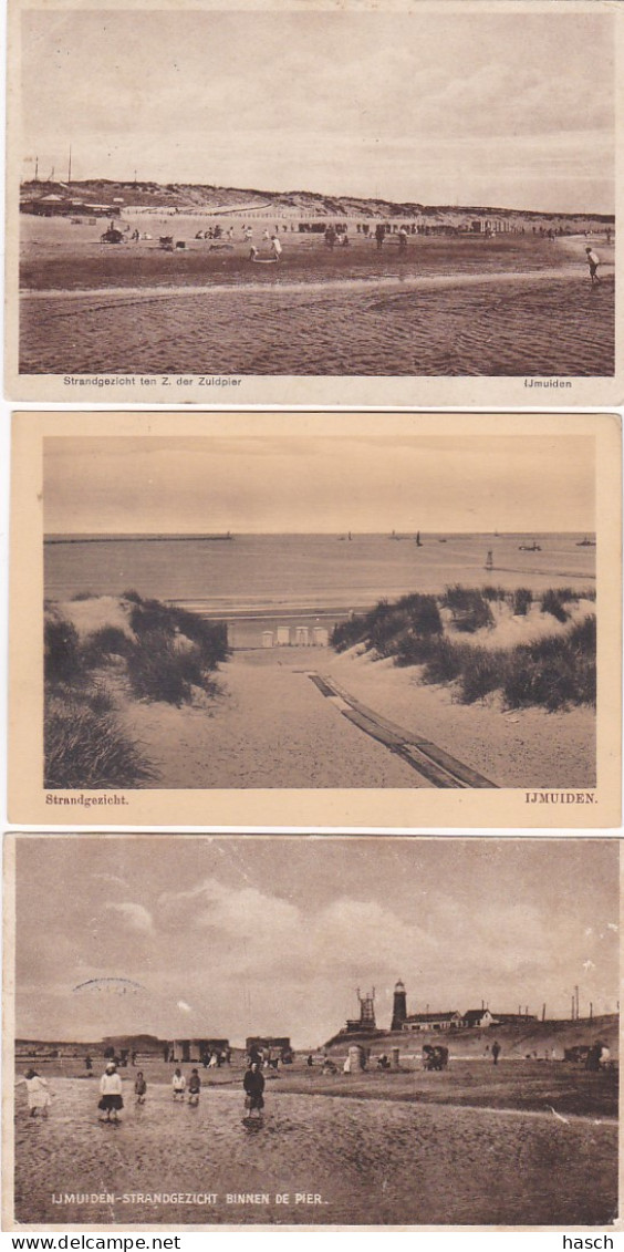 4858404IJmuiden, Strandgezicht. 3 Kaarten. (zie Hoeken En Achterkant)  - IJmuiden