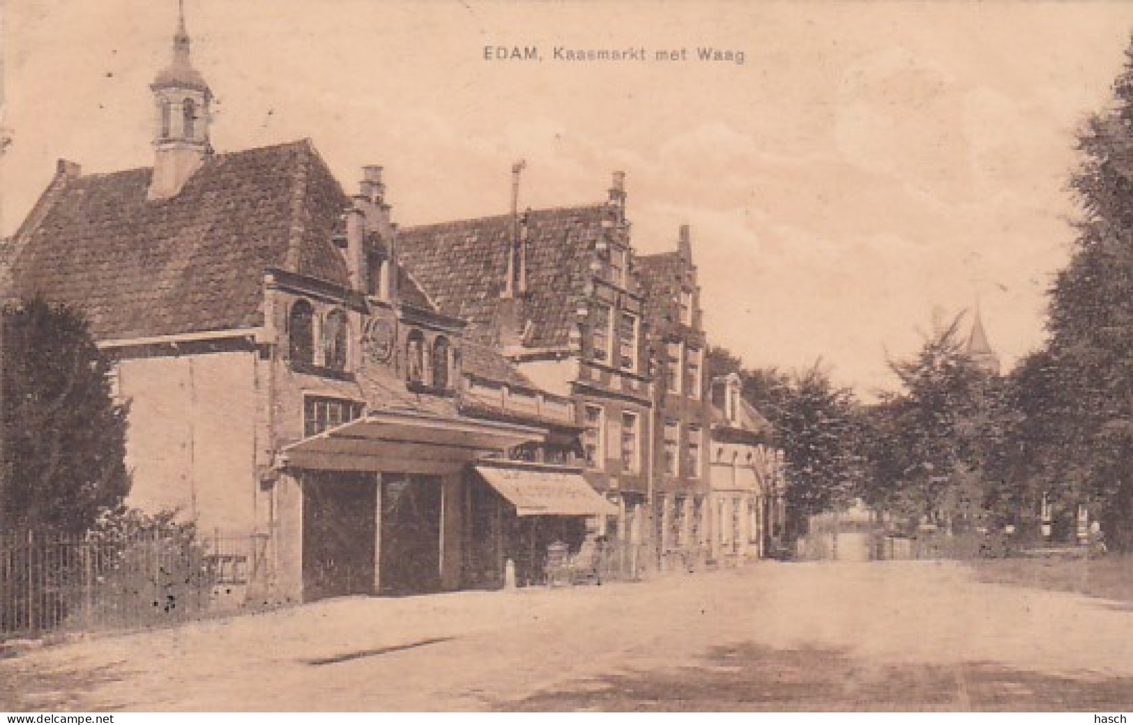 486169Edam, Kaasmarkt Met Waag. 1909.  - Edam