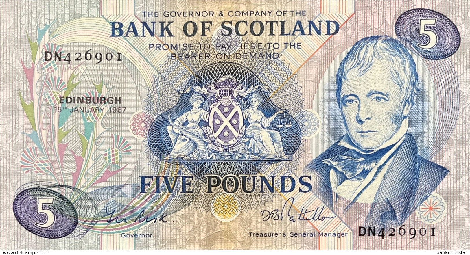 Scotland 5 Pounds, P-112f (15.1.1987) - UNC- - 5 Pounds