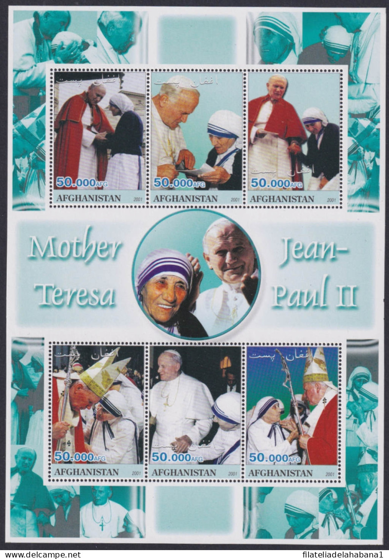 F-EX48061 AFGHANISTAN MNH 2001 JEAN PAUL II & MOTHER TERESA.  - Mère Teresa