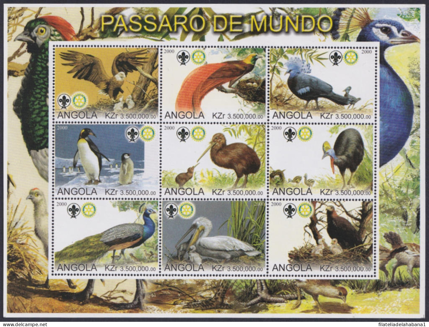 F-EX49019 ANGOLA MNH 2000 SPECIAL SHEET BIRD AVES PAJAROS.  - Galline & Gallinaceo