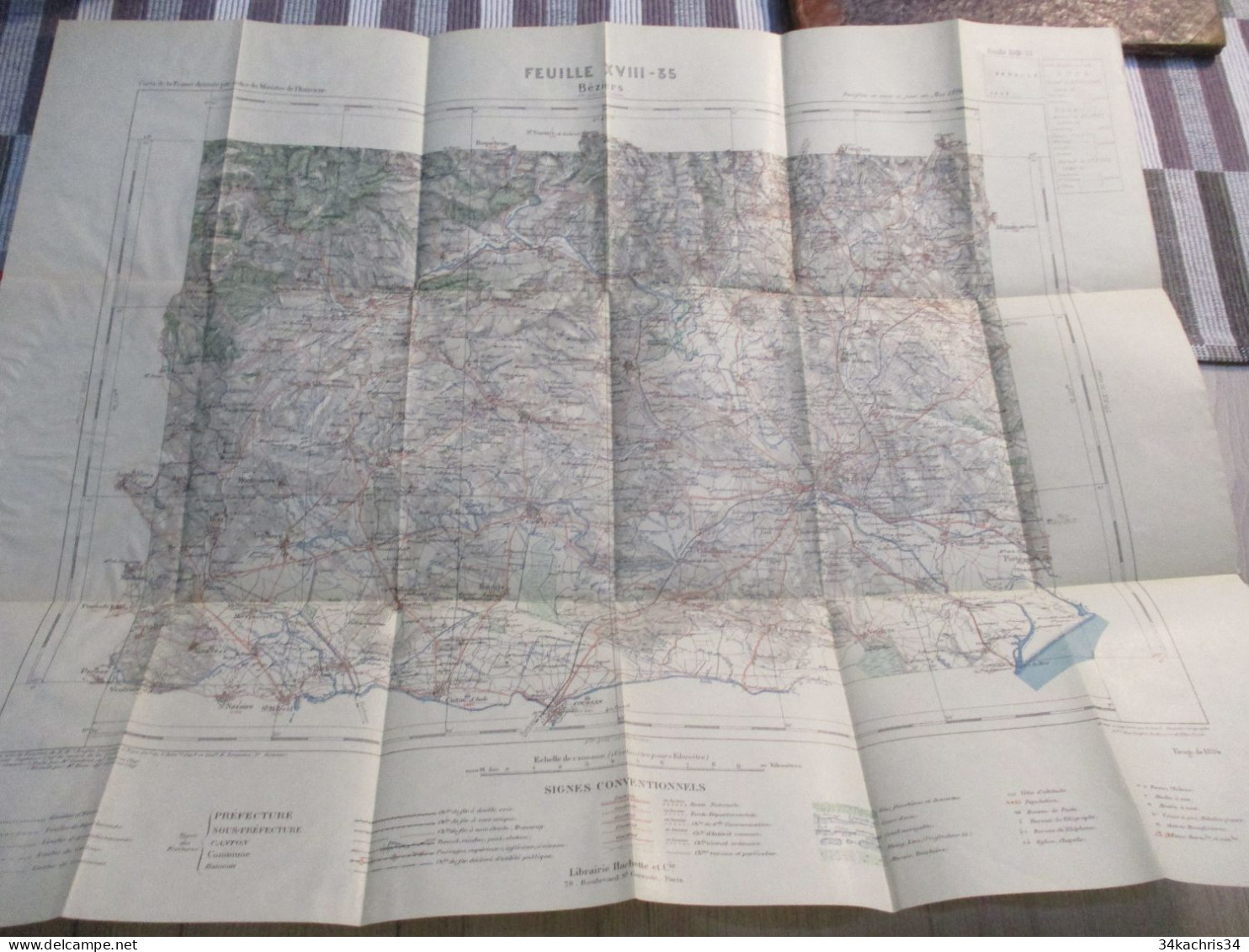 L11 Carte Géographique 1/100 000 Hachette Ministère De L'Intérieur Béziers Hérault 1894 - Mapas Geográficas