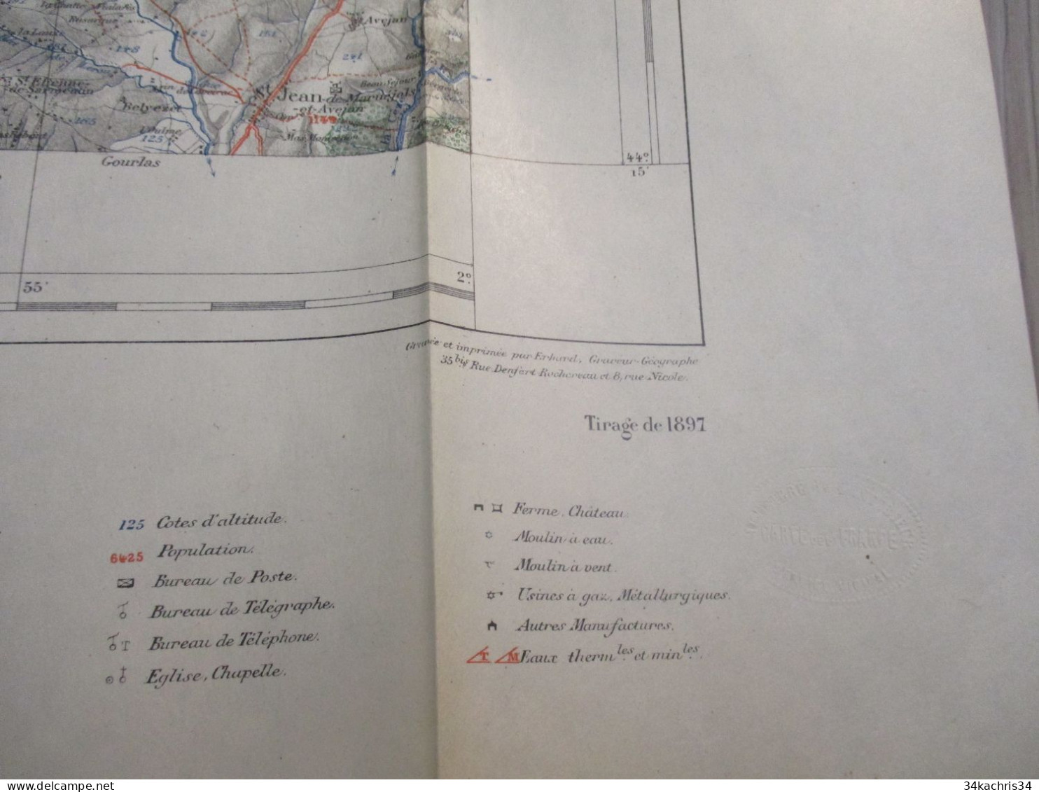 L11 Carte Géographique 1/100 000 Hachette Ministère De L'Intérieur Bessèges 1897 - Geographical Maps