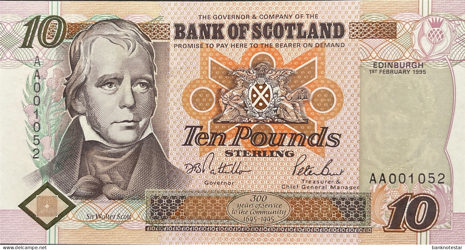 Scotland 10 Pounds, P-120a (1.2.1995) - UNC - AA001052 - 10 Ponden