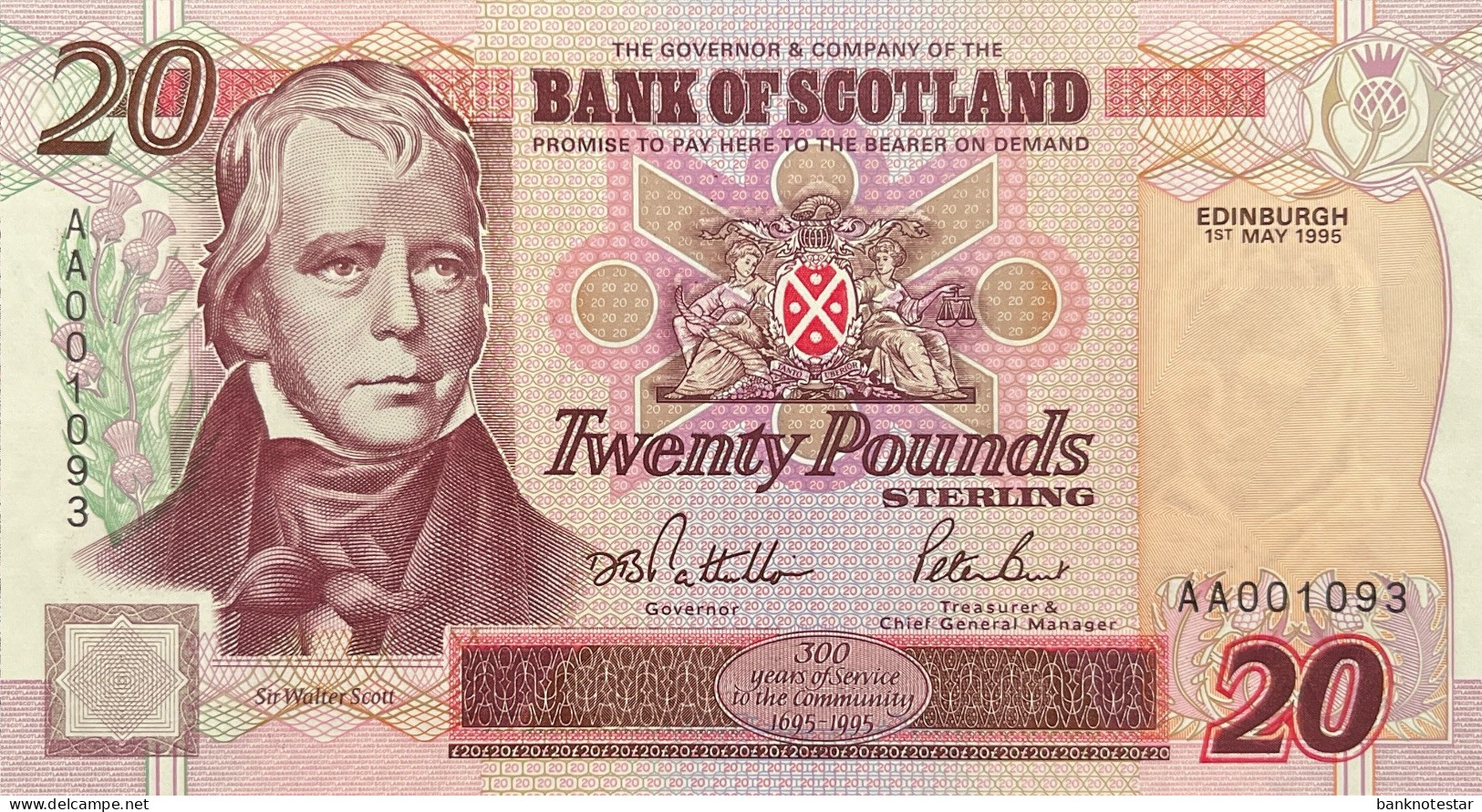 Scotland 20 Pounds, P-121a (1.5.1995) - UNC - AA001093 - 20 Pounds