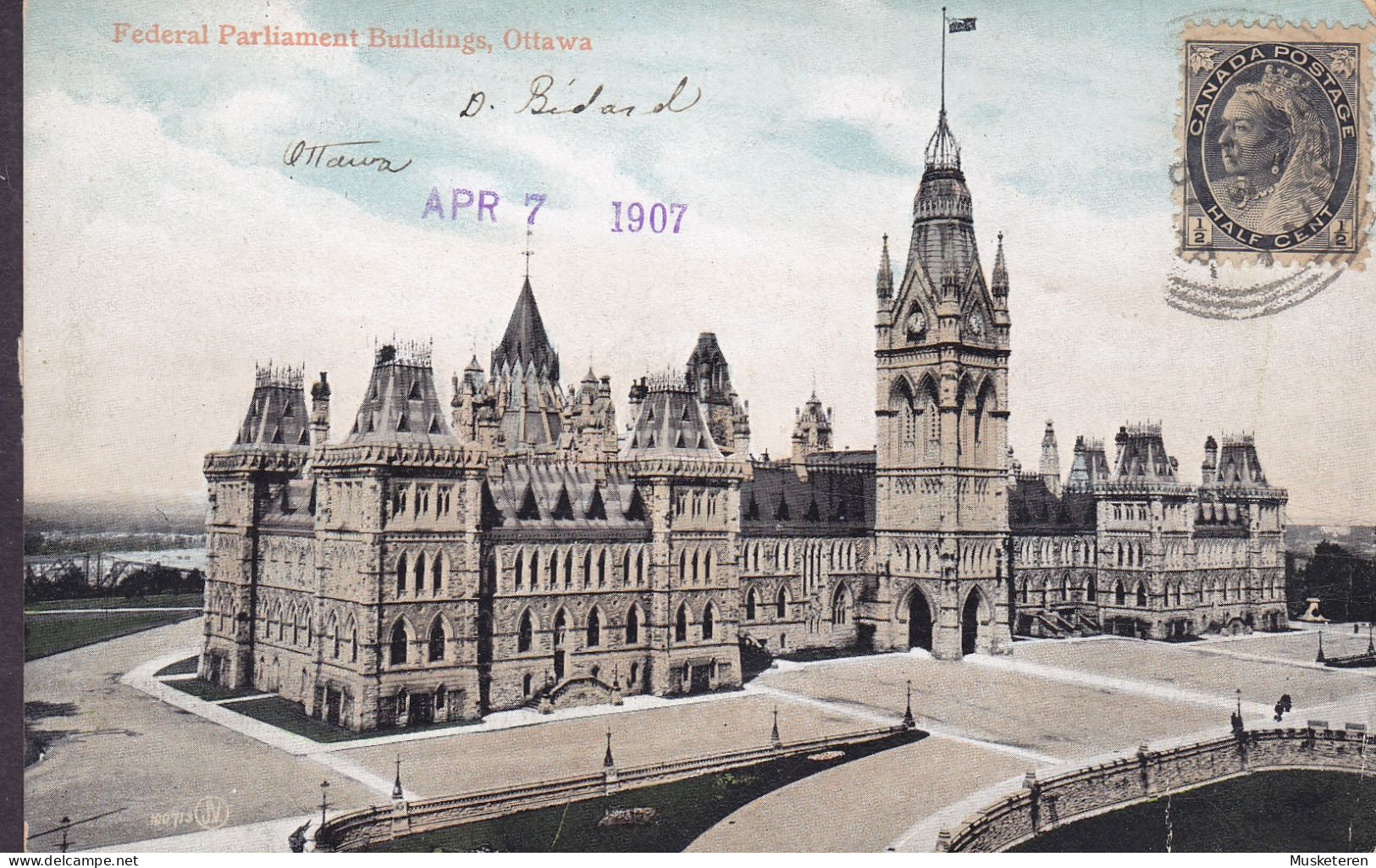 Canada PPC Federal Parliament Buildings, Ottawa Frontside Franking Maximum OTTAWA 1907 Police Officer KØBENHAVN Denmark - Ottawa