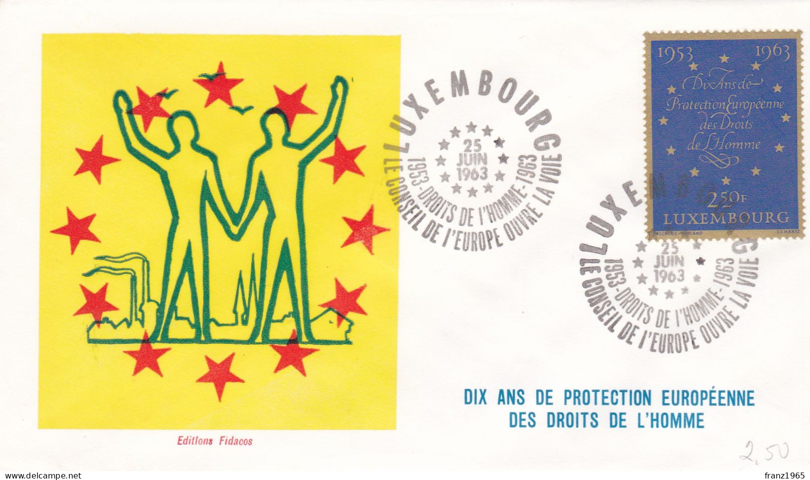 10th Anniversary Of The European "Human Rights" Convention - 1963 - FDC