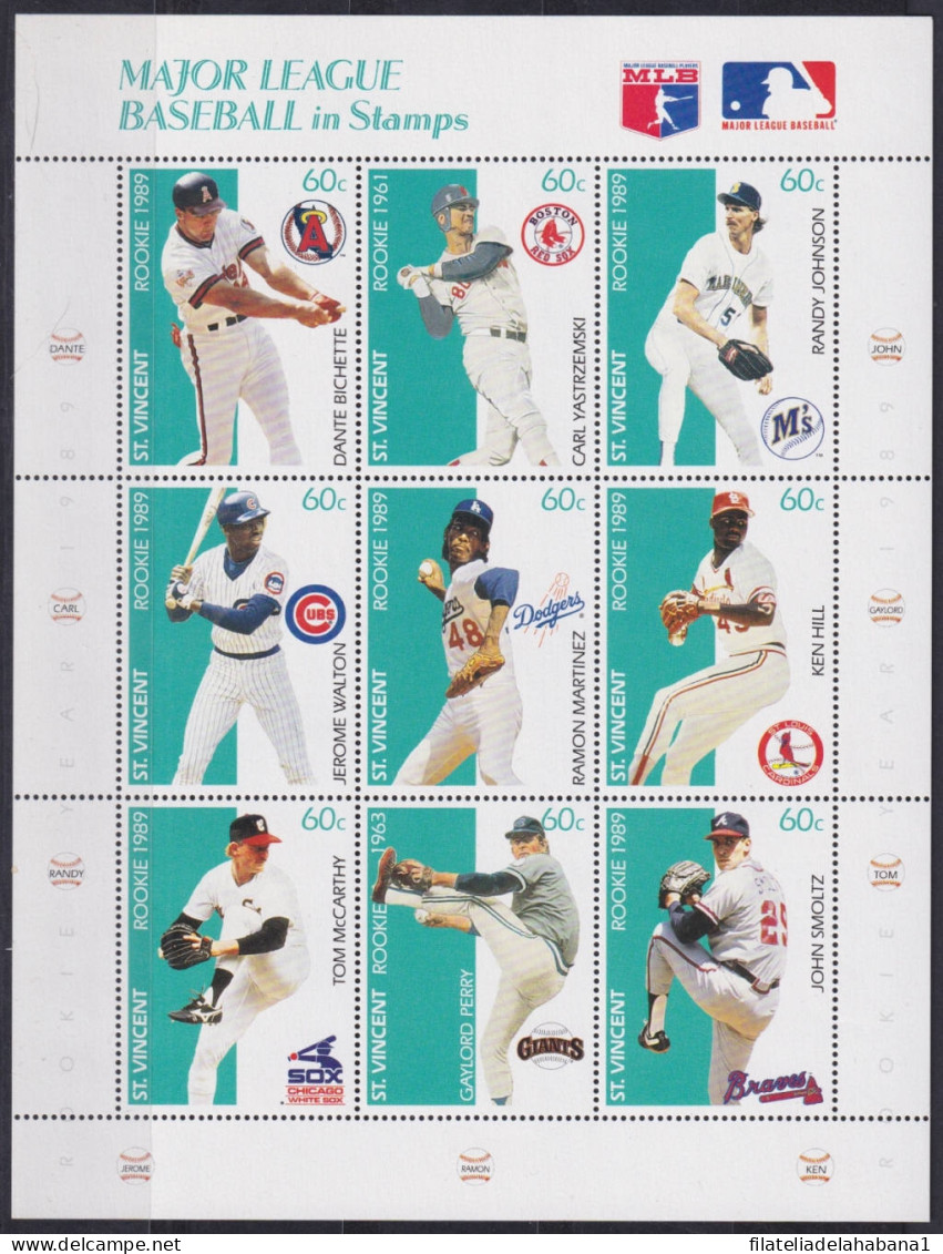 F-EX49024 ST VINCENT MNH 1989 FAMOUS BASEBALL MAJOR LEAGUE.  - Béisbol