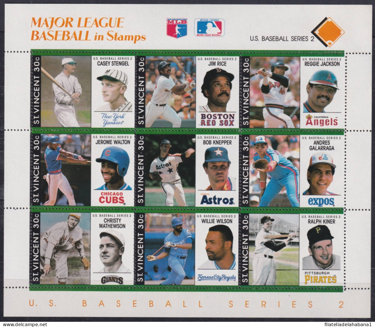 F-EX49028 ST VINCENT MNH 1989 FAMOUS BASEBALL MAJOR LEAGUE.  - Baseball