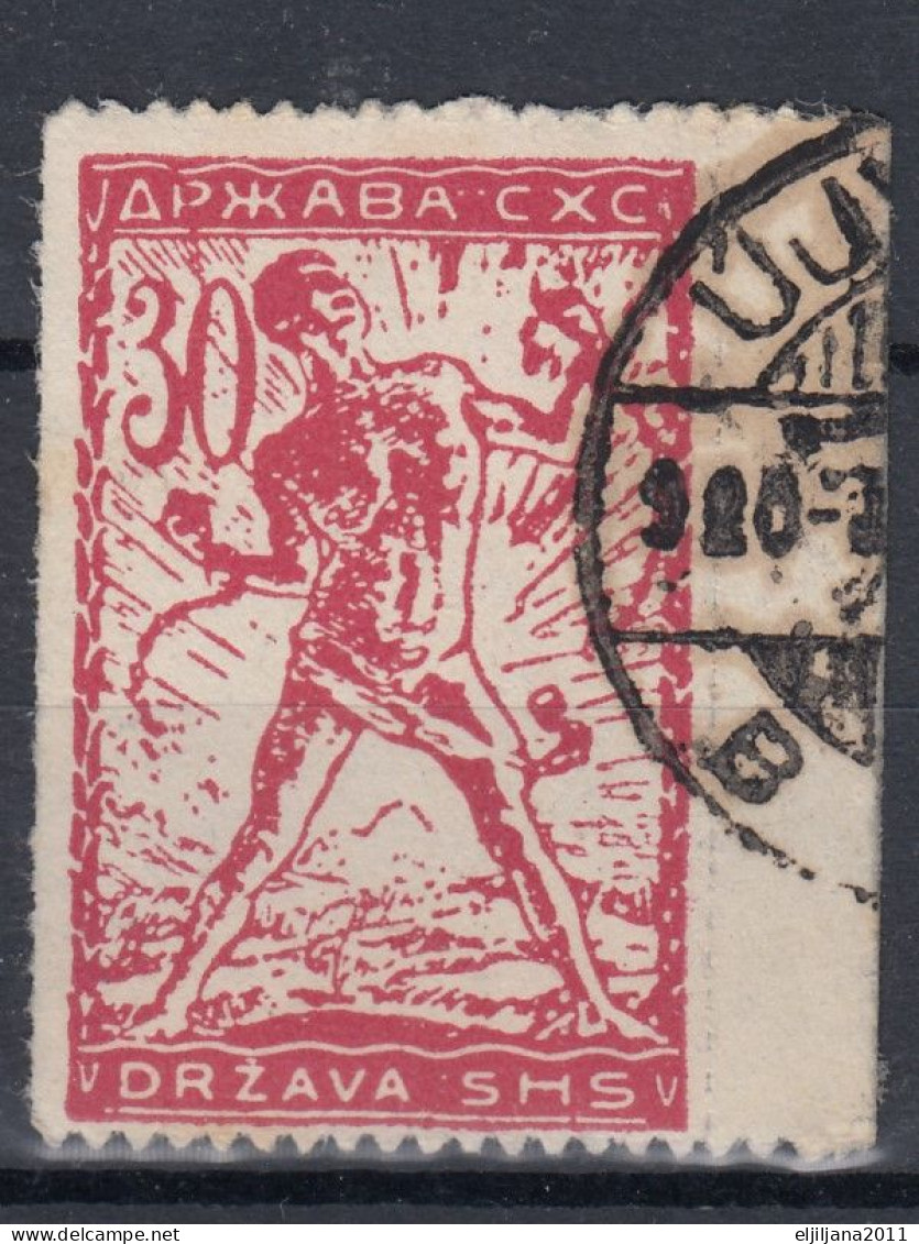 ⁕ Yugoslavia 1919 SHS Slovenia ⁕ CHAIN BREAKERS - VERIGARI 30 Vin. Mi.105 ⁕ 1v Used - Error - Scan - Usati