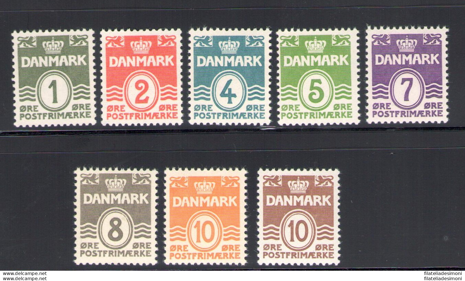 1933 DANIMARCA ,   Cifra In Ovale Modificato , Doppia Linea, N° 207/213A - 8 Va - Sonstige & Ohne Zuordnung