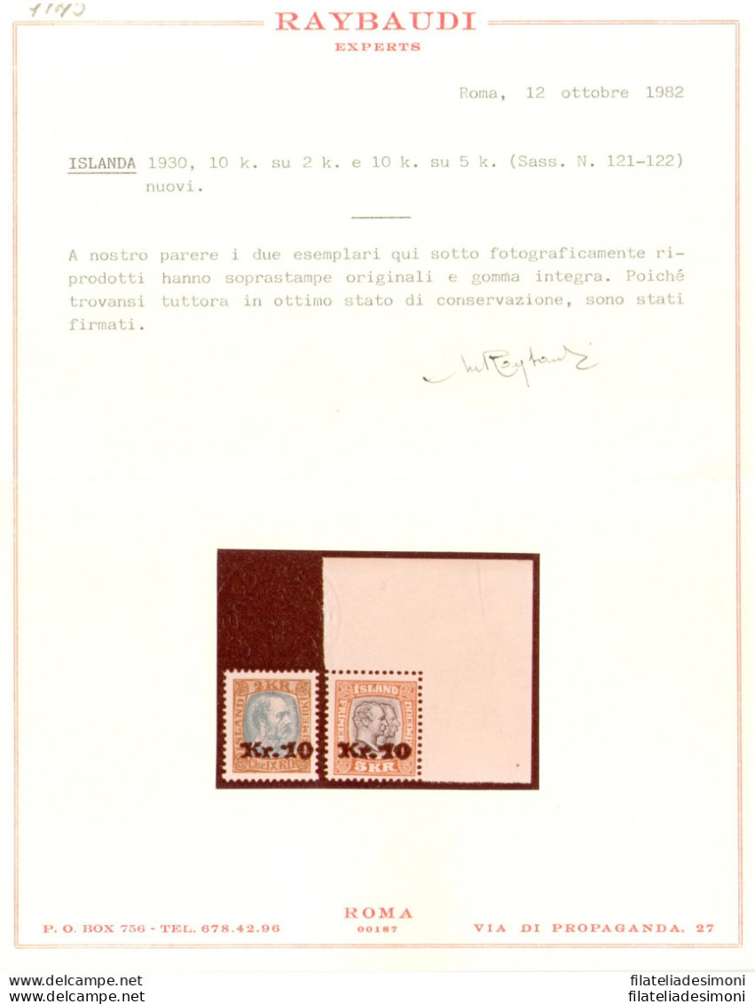 1929-30 ISLANDA ,  Francobolli N° 45 E 61 Soprastampati Con Nuovo Valore , 2 Va - Sonstige & Ohne Zuordnung