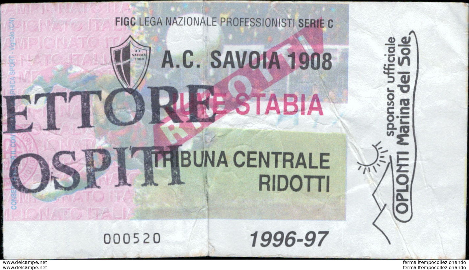 Bl21 Biglietto Calcio Ticket Savoia - Juve Stabia 1996-97 - Biglietti D'ingresso
