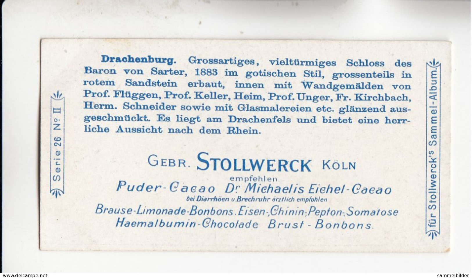 Stollwerck Album No 1 Rhein Schlösser Und Burgen  Drachenburg Mit Zahnradbahn  Gruppe 26 #2 Von 1897 - Stollwerck