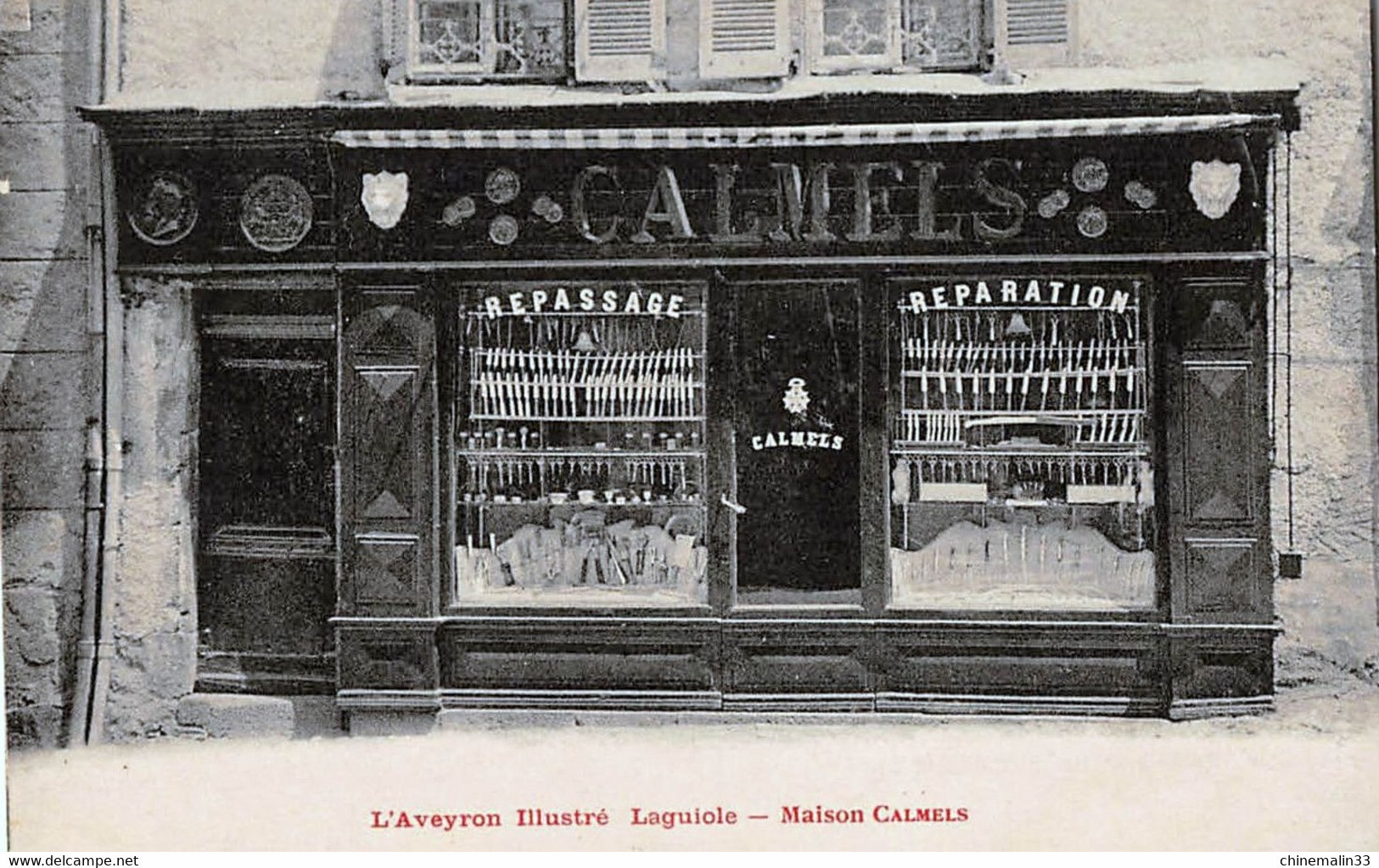 DEPT 12  LAGUIOLE MAISON CALMELS TRES BELLE ANIMATION 9X14 REIMPRESSION DE CARTES ANCIENNES - Laguiole