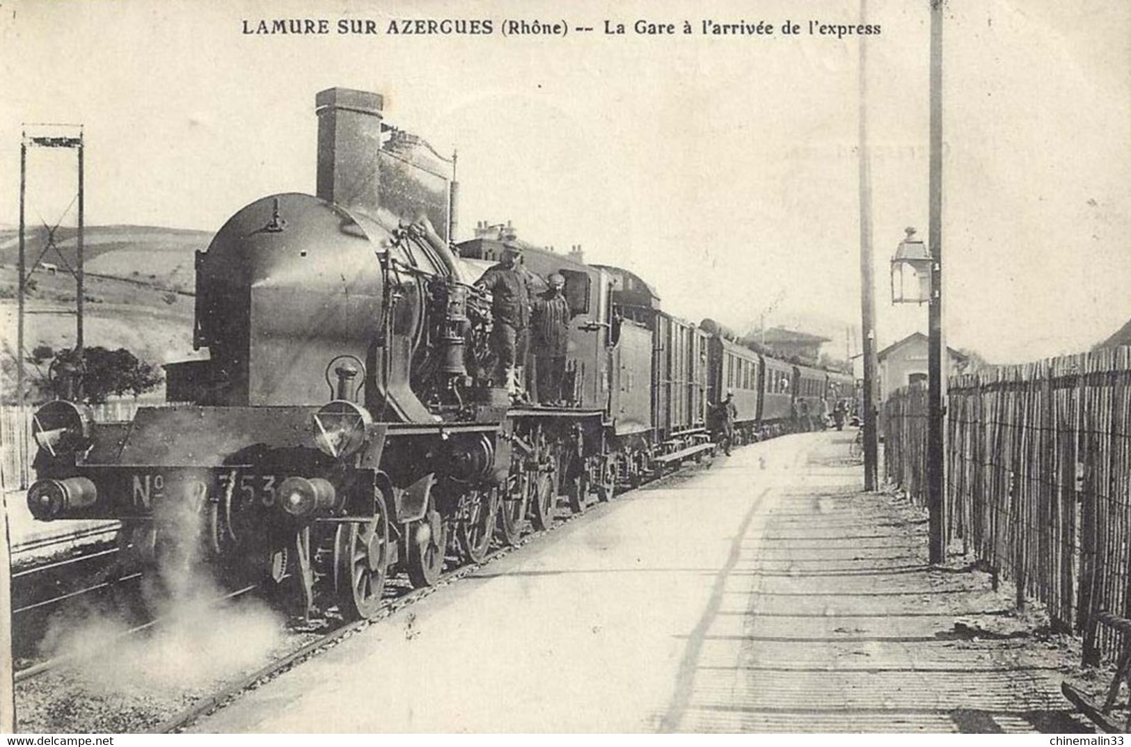 DEPT 69 LAMURE SUR AZERGUES LA GARE ARRIVÉE DE L'EXPRESS TRÉS BELLE ANIMATION 9X14 REIMPRESSION DE CARTES ANCIENNES - Lamure Sur Azergues